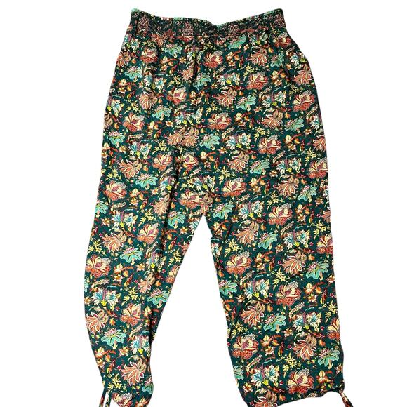 Sundance Green Floral Riya Beach Cinchable Harem  Pants XL (2787) - Picture 6 of 7